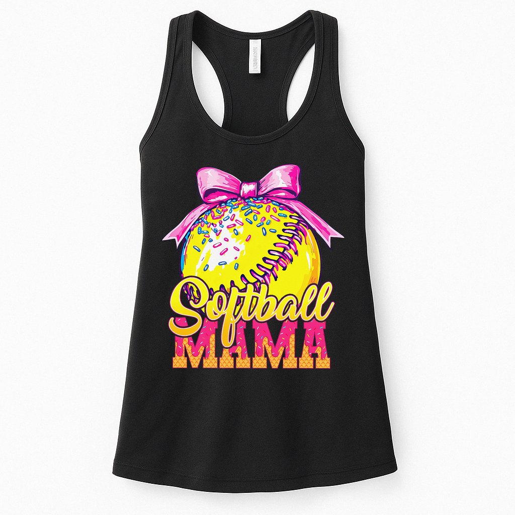 Softball Mama Ice Cream Drip Cheer Mom Game Day Mothers Day Womens Tank Top
