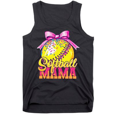 Softball Mama Ice Cream Drip Cheer Mom Game Day Mothers Day Tank Top