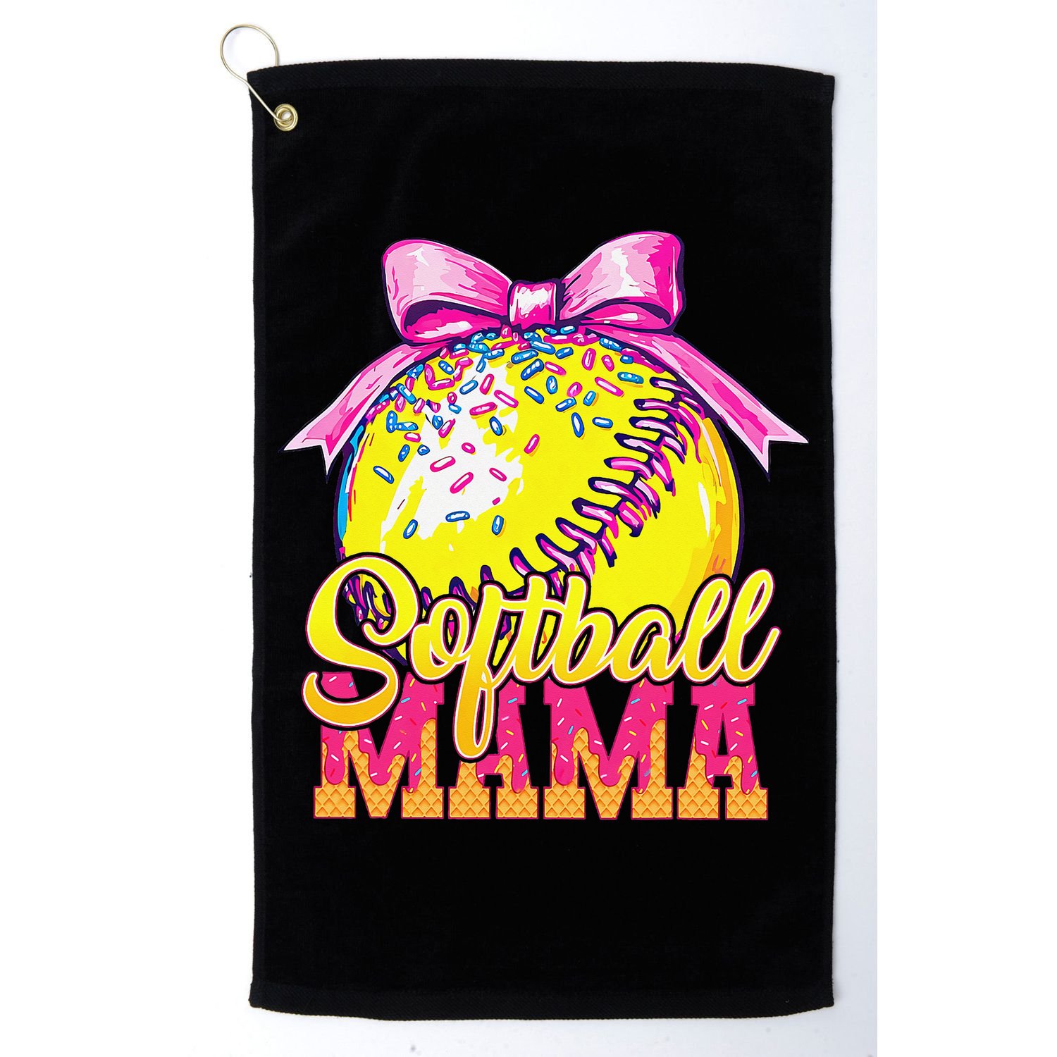 Softball Mama Ice Cream Drip Cheer Mom Game Day Mothers Day Golf Towel