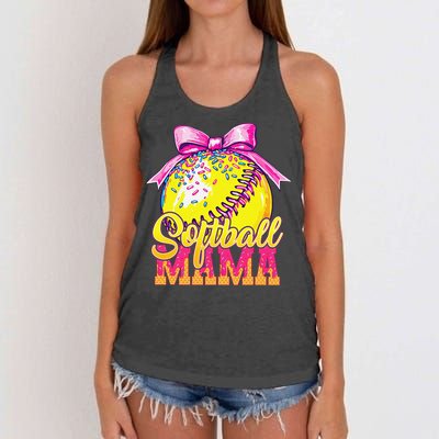 Softball Mama Ice Cream Drip Cheer Mom Game Day Mothers Day Women's Knotted Racerback Tank