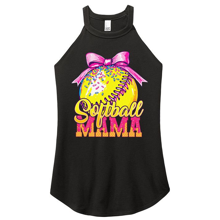 Softball Mama Ice Cream Drip Cheer Mom Game Day Mothers Day Women's Perfect Tri Rocker Tank