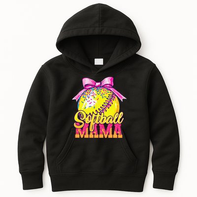 Softball Mama Ice Cream Drip Cheer Mom Game Day Mothers Day Kids Hoodie