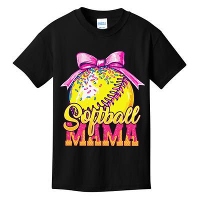 Softball Mama Ice Cream Drip Cheer Mom Game Day Mothers Day Kids T-Shirt