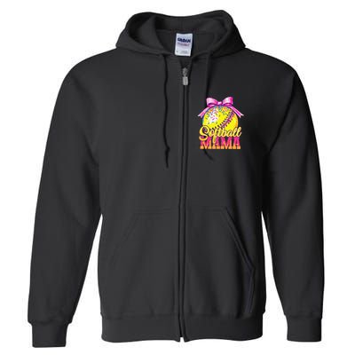 Softball Mama Ice Cream Drip Cheer Mom Game Day Mothers Day Full Zip Hoodie