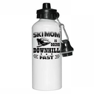 Ski Mom Is Going Downhill Fast Skiers Skiing Gift Aluminum Water Bottle