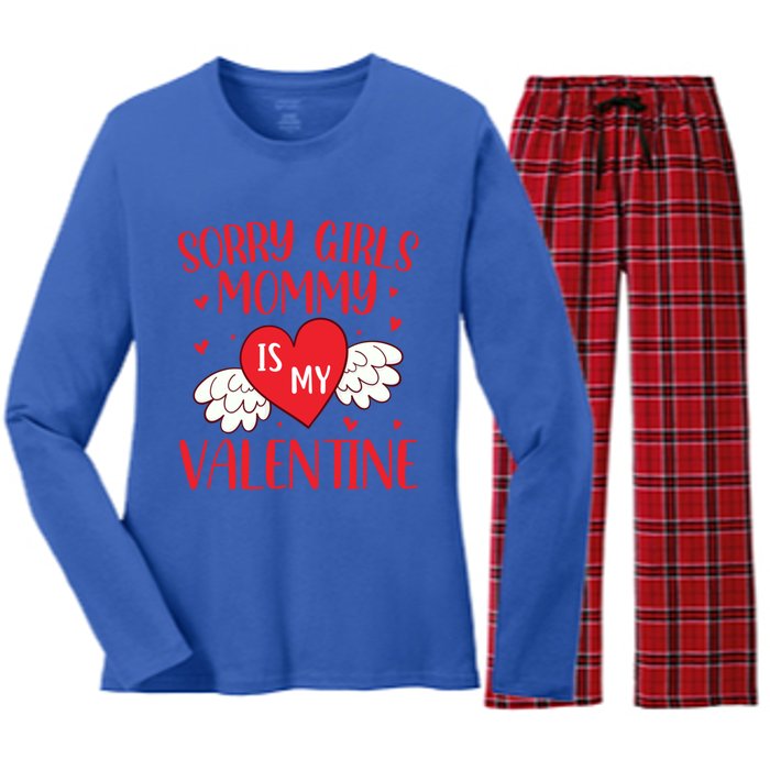 Sorry Mommy Is My Valentines Day Mom Son Meaningful Gift Women's Long Sleeve Flannel Pajama Set 