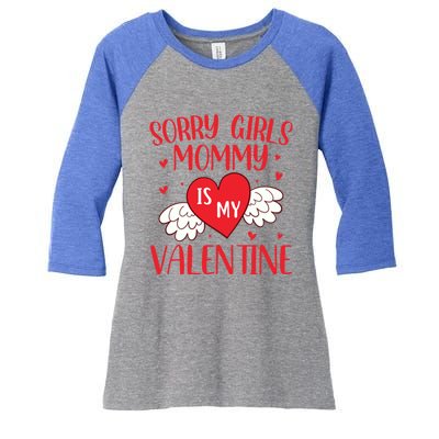 Sorry Mommy Is My Valentines Day Mom Son Meaningful Gift Women's Tri-Blend 3/4-Sleeve Raglan Shirt