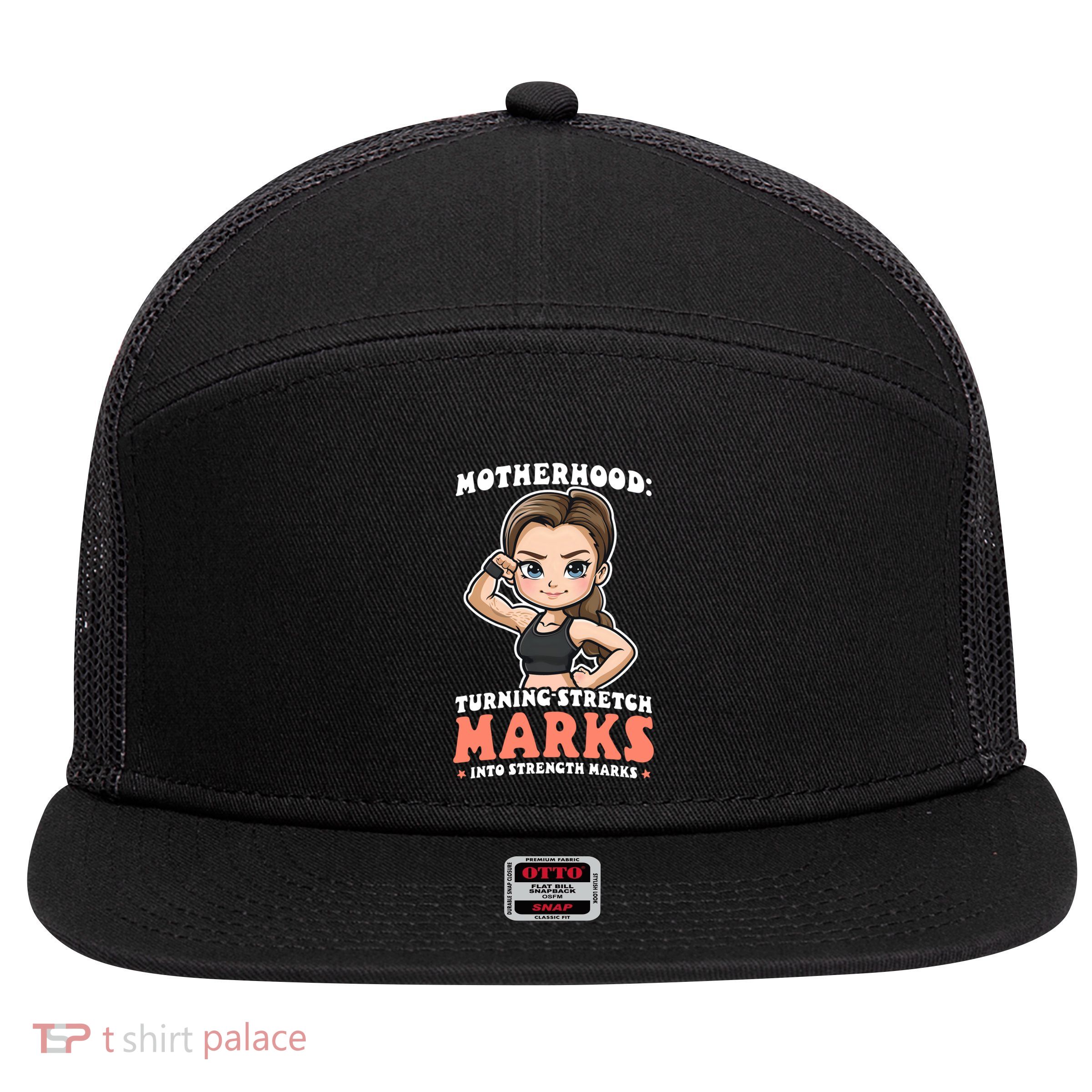 Stretch Marks Into Strength Marks Design Bodybuilding Mom Meaningful Gift 7 Panel Mesh Trucker Snapback Hat