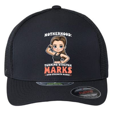 Stretch Marks Into Strength Marks Design Bodybuilding Mom Meaningful Gift Flexfit Unipanel Trucker Cap