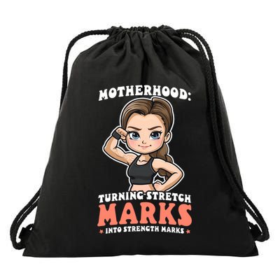 Stretch Marks Into Strength Marks Design Bodybuilding Mom Meaningful Gift Drawstring Bag