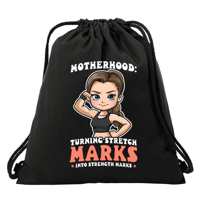 Stretch Marks Into Strength Marks Design Bodybuilding Mom Meaningful Gift Drawstring Bag