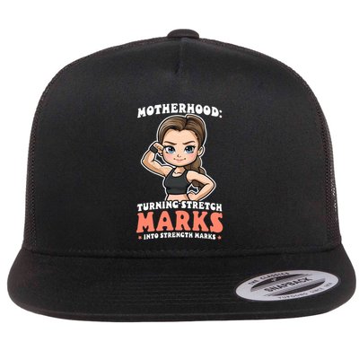 Stretch Marks Into Strength Marks Design Bodybuilding Mom Meaningful Gift Flatbill Hat