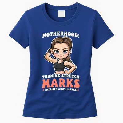 Stretch Marks Into Strength Marks Design Bodybuilding Mom Meaningful Gift Womens T-Shirt