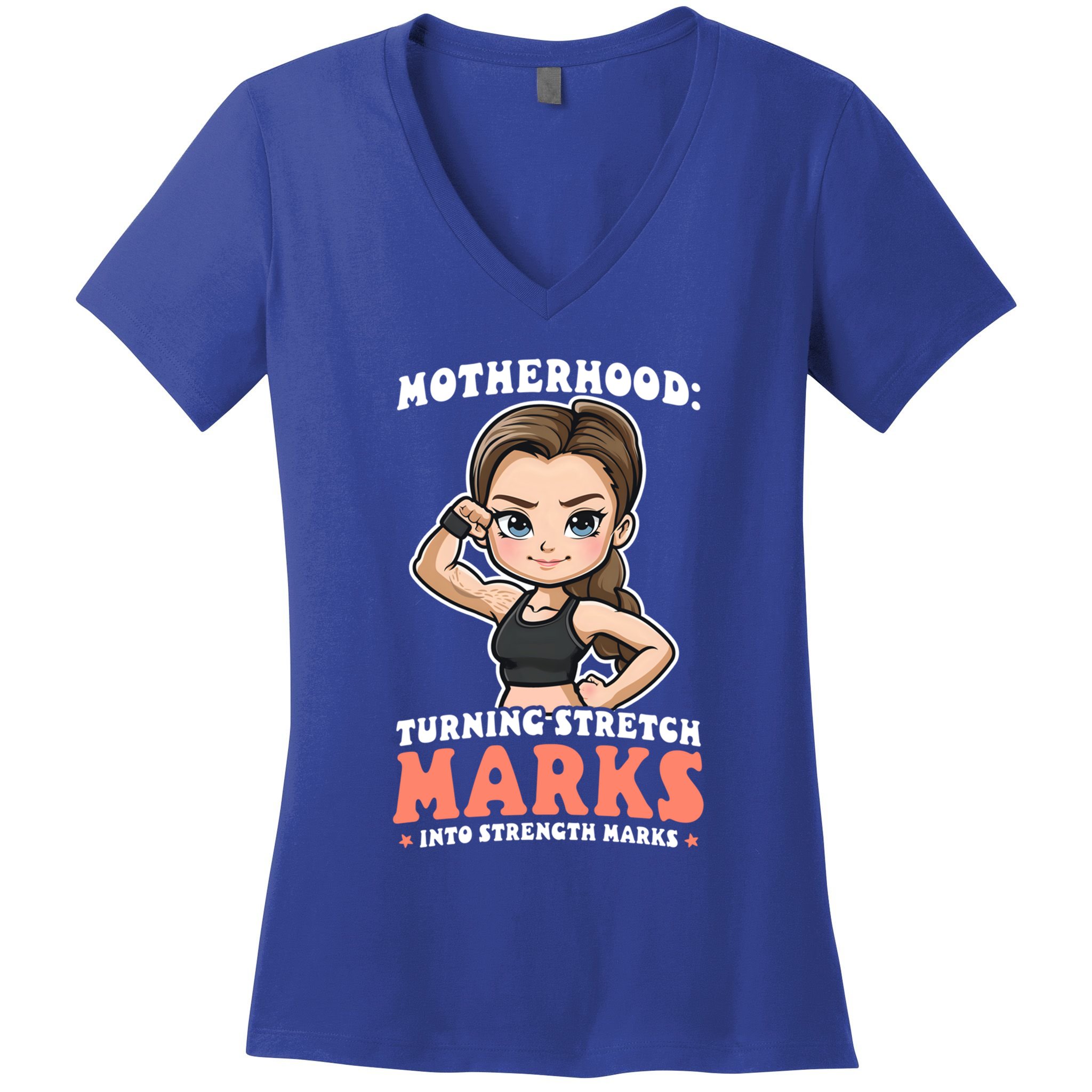 Stretch Marks Into Strength Marks Design Bodybuilding Mom Meaningful Gift Women's V-Neck T-Shirt