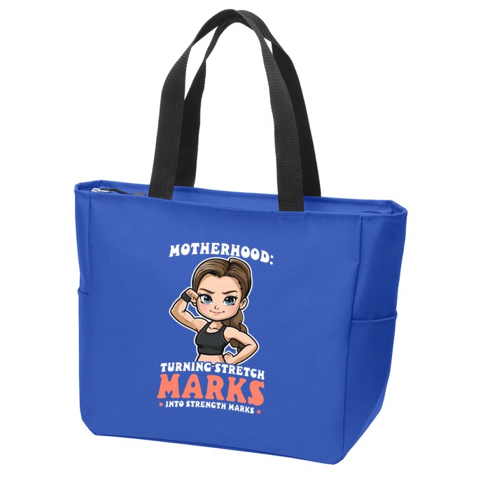 Stretch Marks Into Strength Marks Design Bodybuilding Mom Meaningful Gift Zip Tote Bag