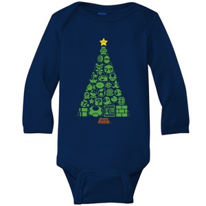 S.U.P.E.R M.A.R.I.O Item Characters Christmas Tree Graphic Short Sleeve Black Baby Long Sleeve Bodysuit