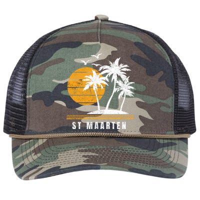 St Maarten Island Caribbean Vacation Souvenir Great Gift Retro Rope Trucker Hat Cap