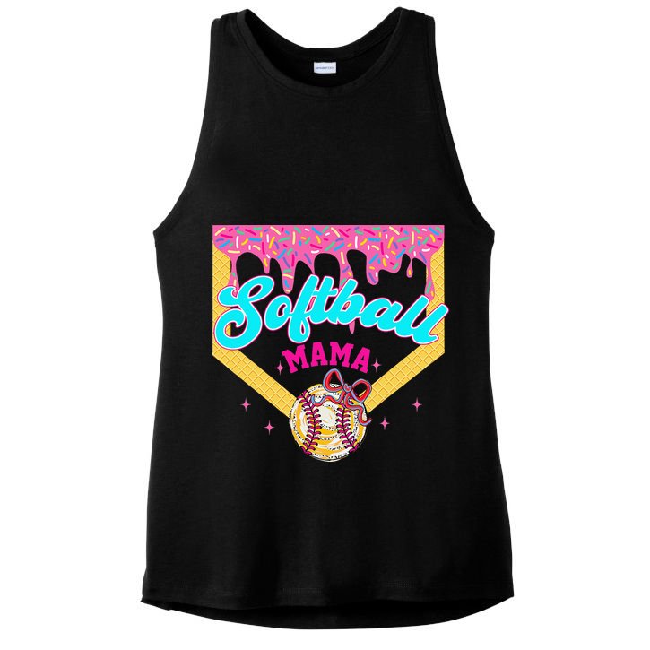 Softball Mama Ice Cream Drip Cheer Mom Game Day Mothers Day Ladies PosiCharge Tri-Blend Wicking Tank