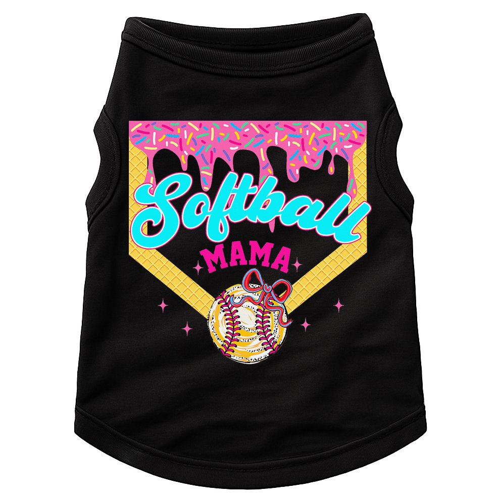 Softball Mama Ice Cream Drip Cheer Mom Game Day Mothers Day Doggie Tank