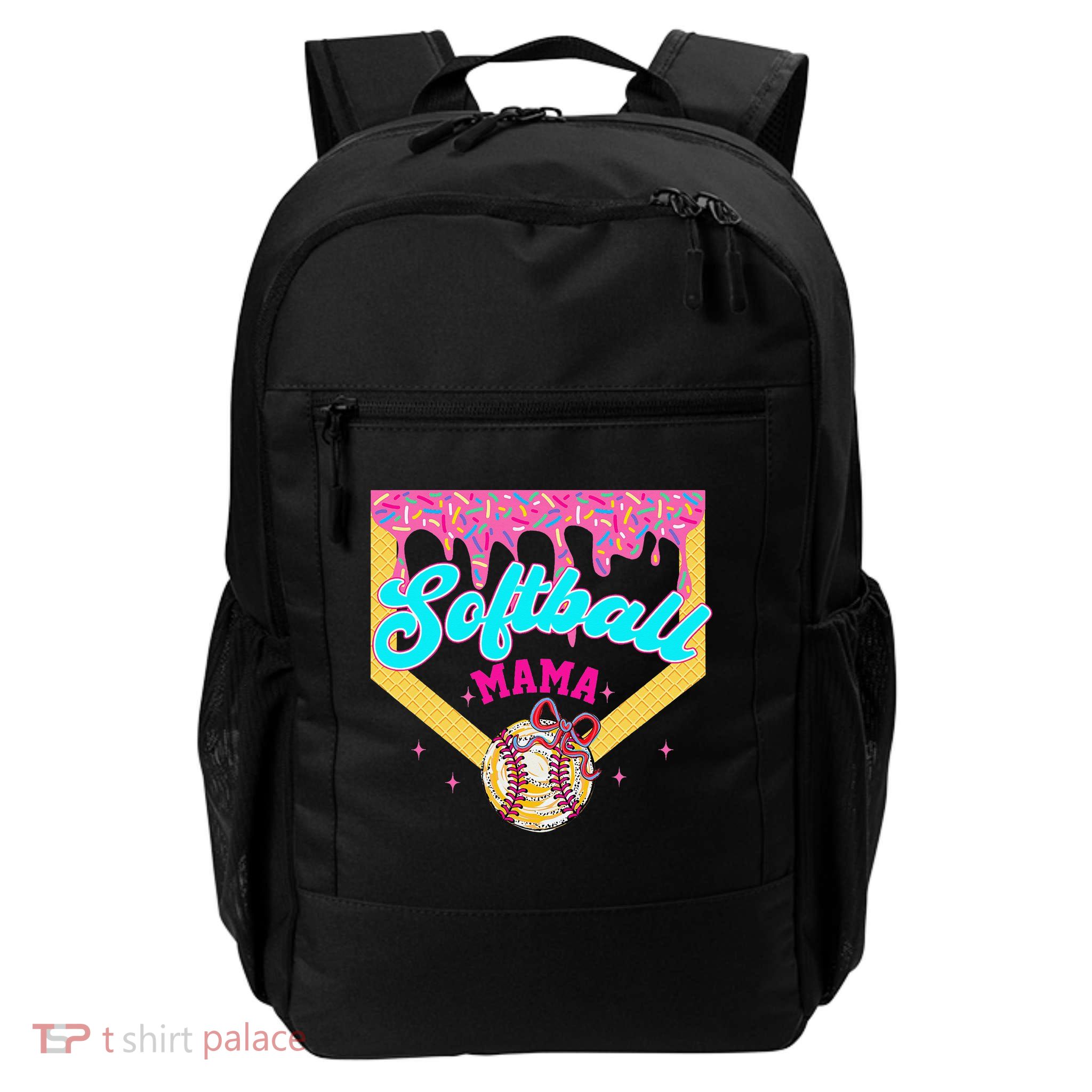 Softball Mama Ice Cream Drip Cheer Mom Game Day Mothers Day Backpack