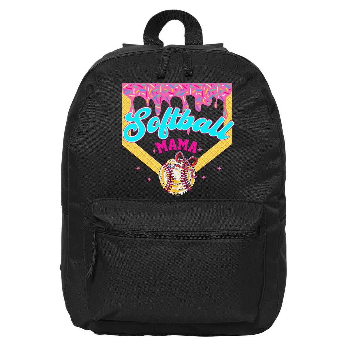 Softball Mama Ice Cream Drip Cheer Mom Game Day Mothers Day 16 in Basic Backpack