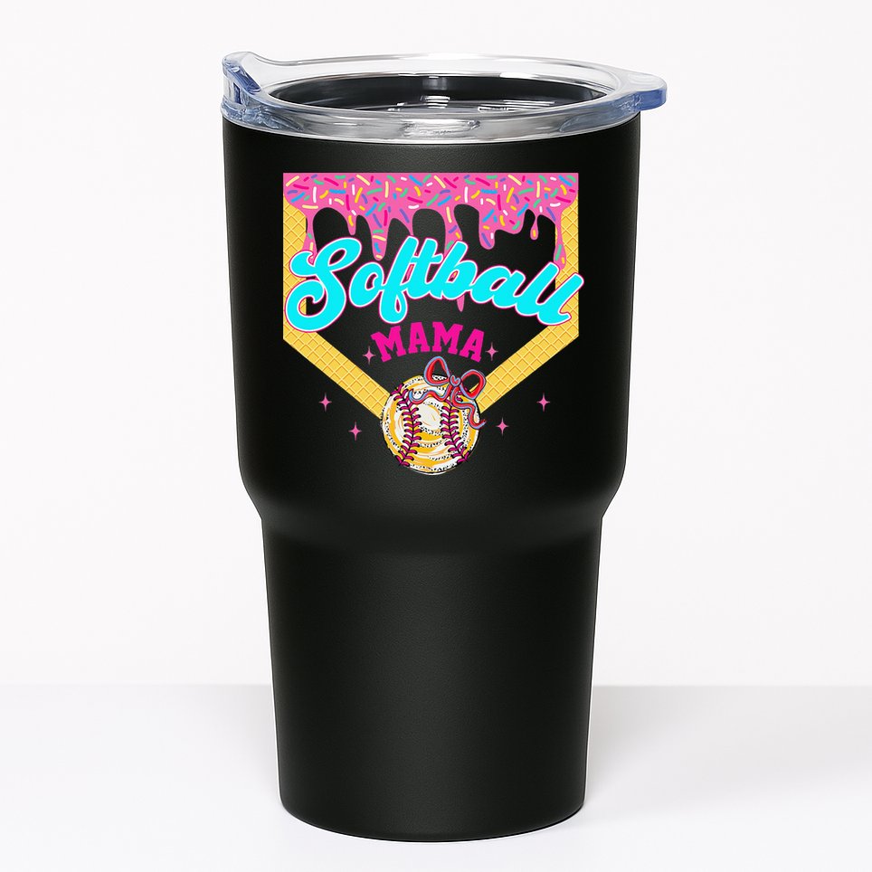 Softball Mama Ice Cream Drip Cheer Mom Game Day Mothers Day Tumbler