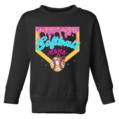 Softball Mama Ice Cream Drip Cheer Mom Game Day Mothers Day Toddler Sweatshirt
