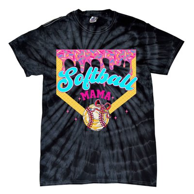 Softball Mama Ice Cream Drip Cheer Mom Game Day Mothers Day Tie-Dye T-Shirt
