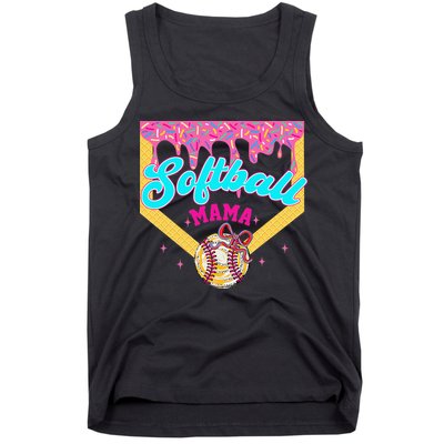 Softball Mama Ice Cream Drip Cheer Mom Game Day Mothers Day Tank Top