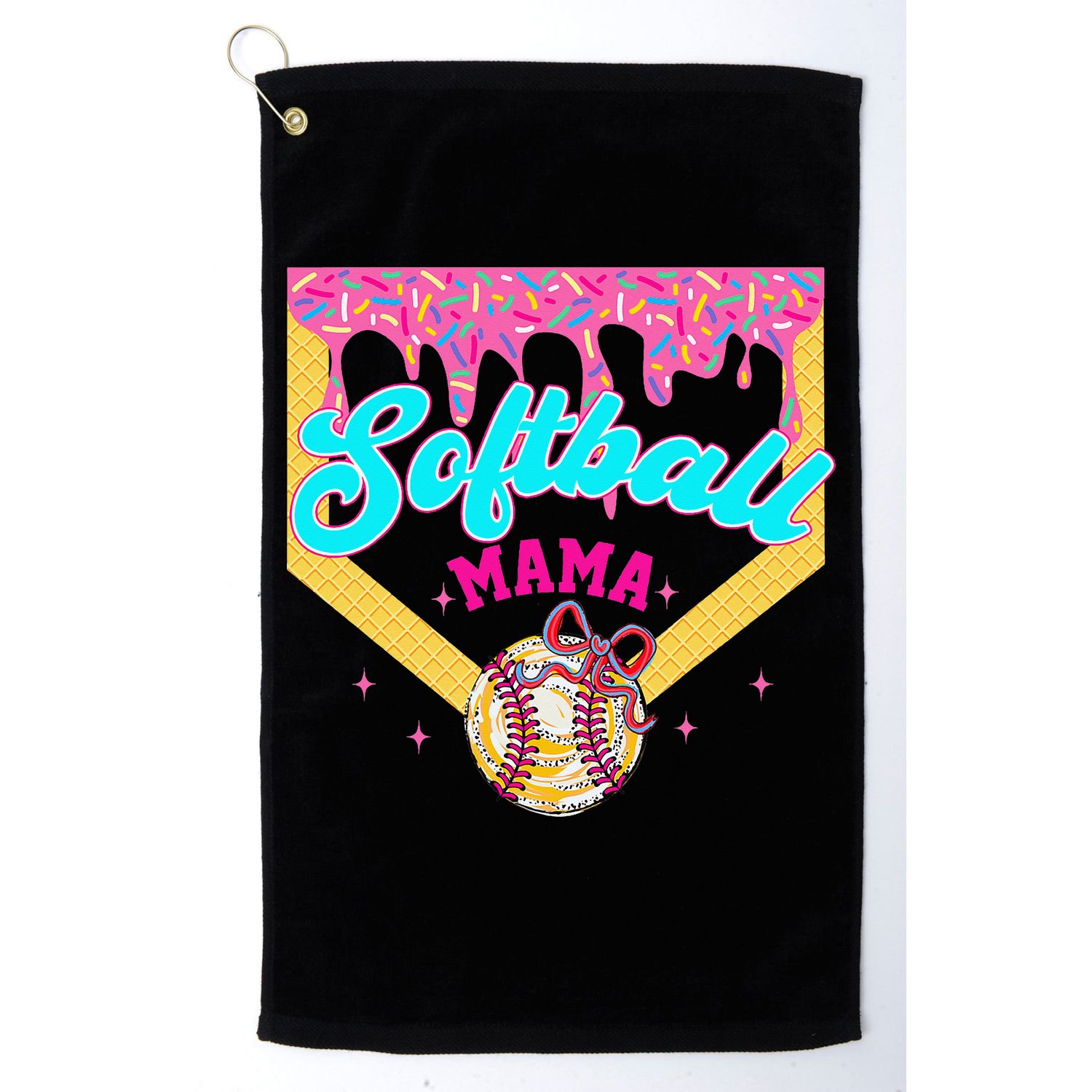 Softball Mama Ice Cream Drip Cheer Mom Game Day Mothers Day Golf Towel
