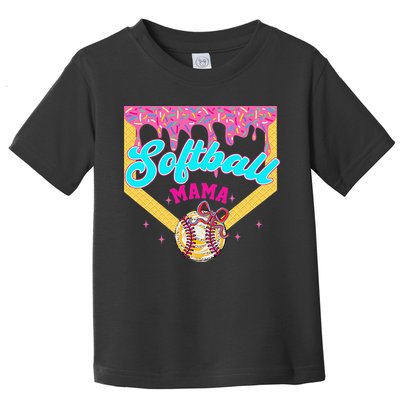 Softball Mama Ice Cream Drip Cheer Mom Game Day Mothers Day Toddler T-Shirt