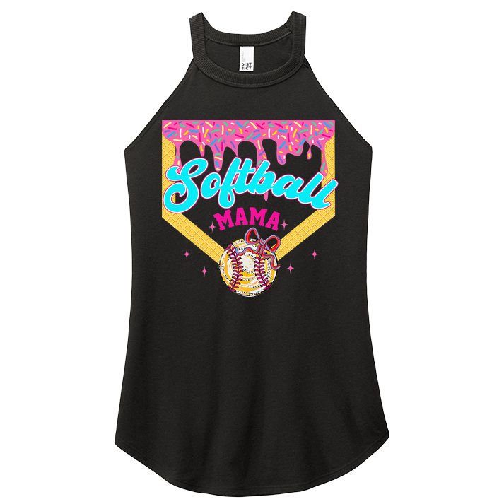 Softball Mama Ice Cream Drip Cheer Mom Game Day Mothers Day Women's Perfect Tri Rocker Tank