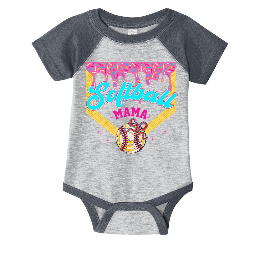 Softball Mama Ice Cream Drip Cheer Mom Game Day Mothers Day Infant Baby Jersey Bodysuit