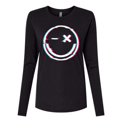 Smile Glitch Womens Cotton Relaxed Long Sleeve T-Shirt