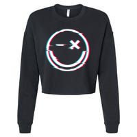 Smile Glitch Cropped Pullover Crew