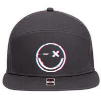 Smile Glitch 7 Panel Mesh Trucker Snapback Hat
