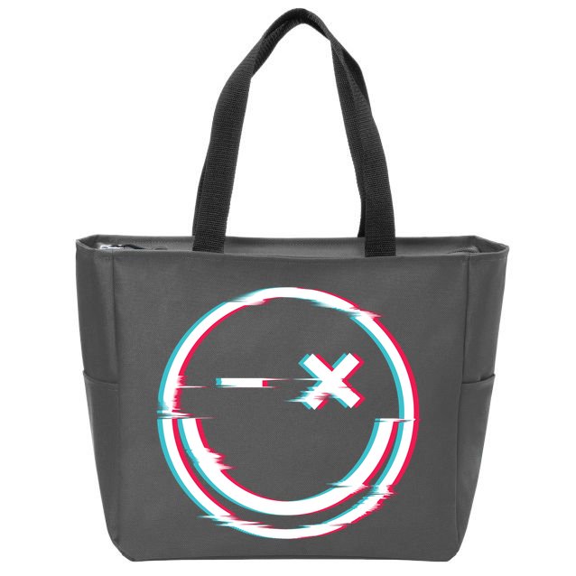 Smile Glitch Zip Tote Bag