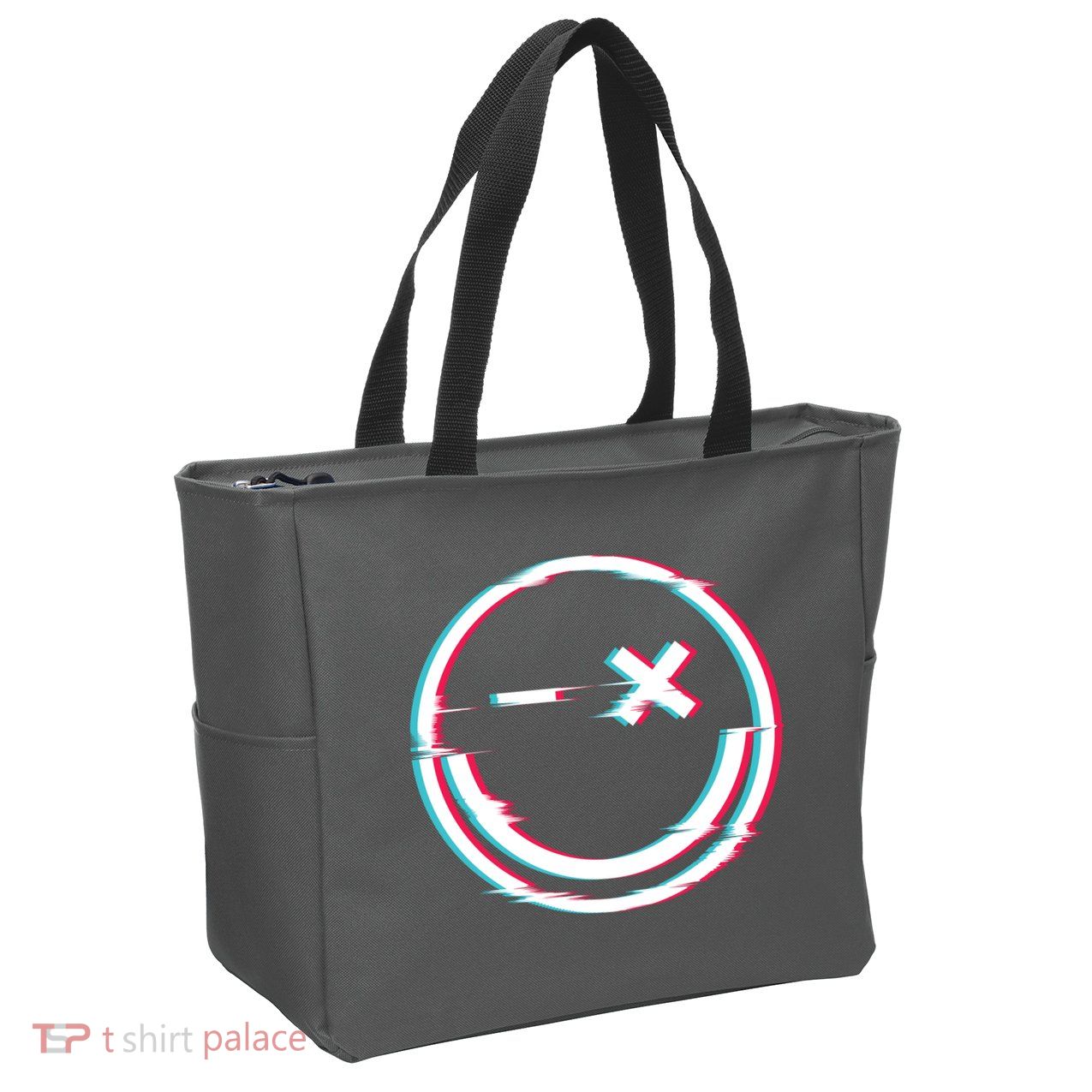 Smile Glitch Zip Tote Bag