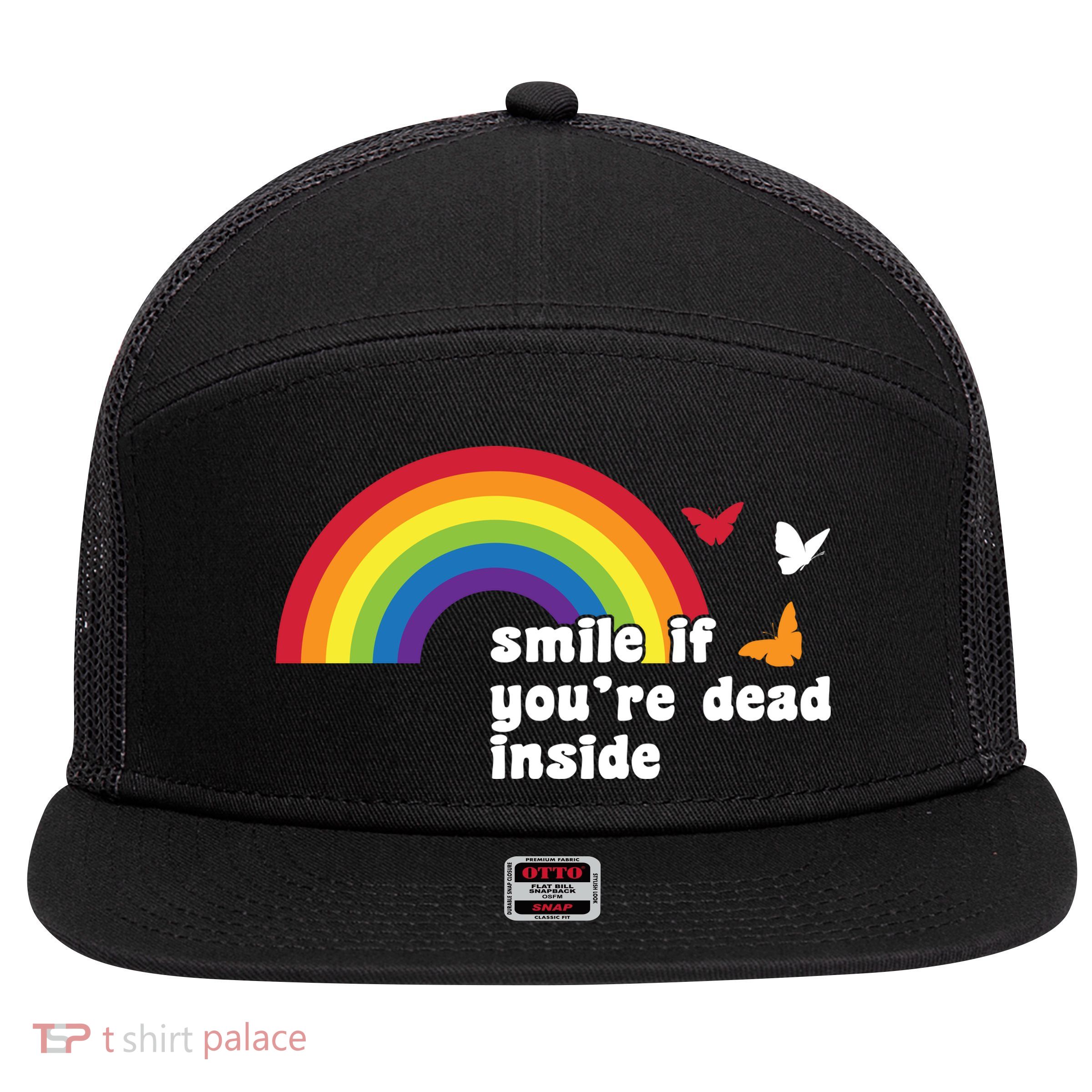 Smile If You're Dead Inside 7 Panel Mesh Trucker Snapback Hat