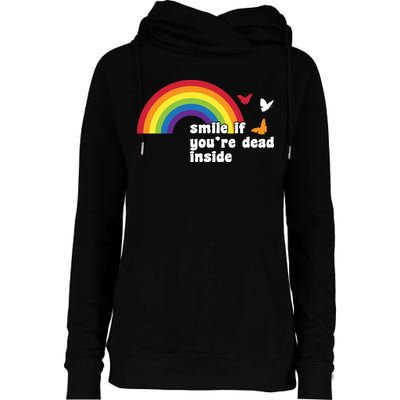 Smile If You're Dead Inside Womens Funnel Neck Pullover Hood