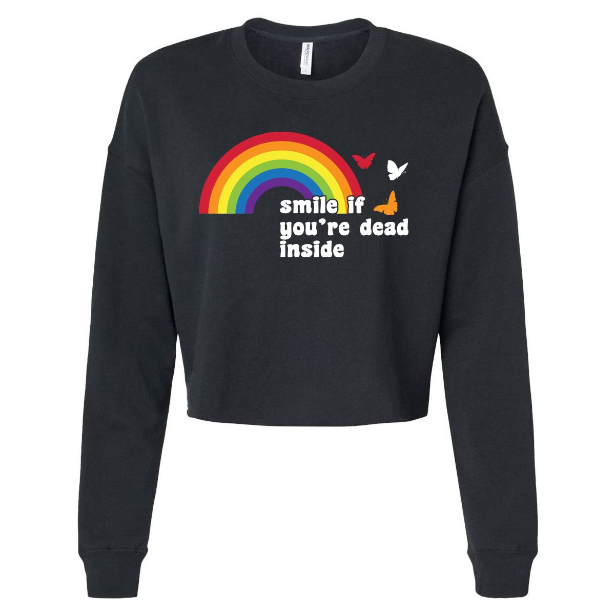 Smile If You're Dead Inside Cropped Pullover Crew