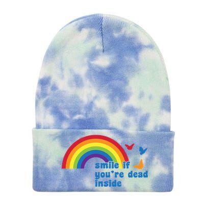 Smile If You're Dead Inside Tie Dye 12in Knit Beanie