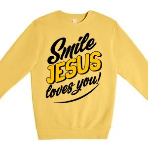 Smile Jesus Loves You!  Premium Crewneck Sweatshirt