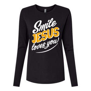 Smile Jesus Loves You!  Womens Cotton Relaxed Long Sleeve T-Shirt