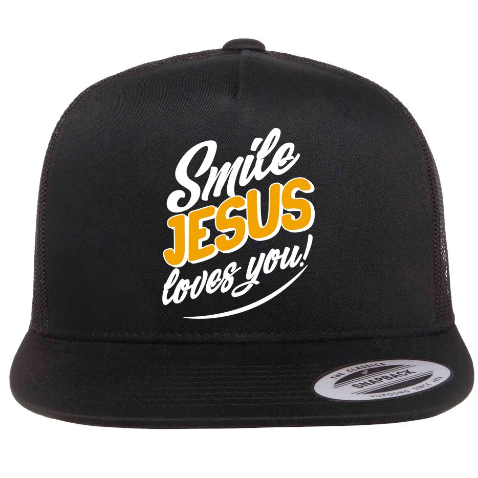 Smile Jesus Loves You!  Flat Bill Trucker Hat