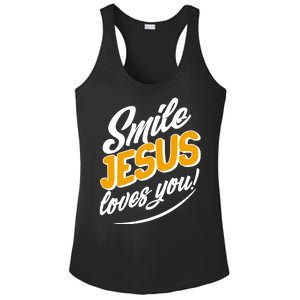 Smile Jesus Loves You!  Ladies PosiCharge Competitor Racerback Tank