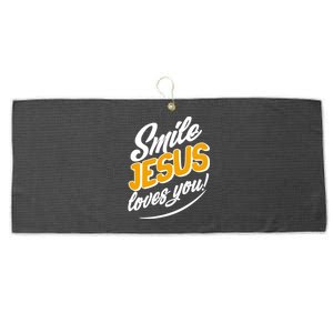 Smile Jesus Loves You!  Large Microfiber Waffle Golf Towel