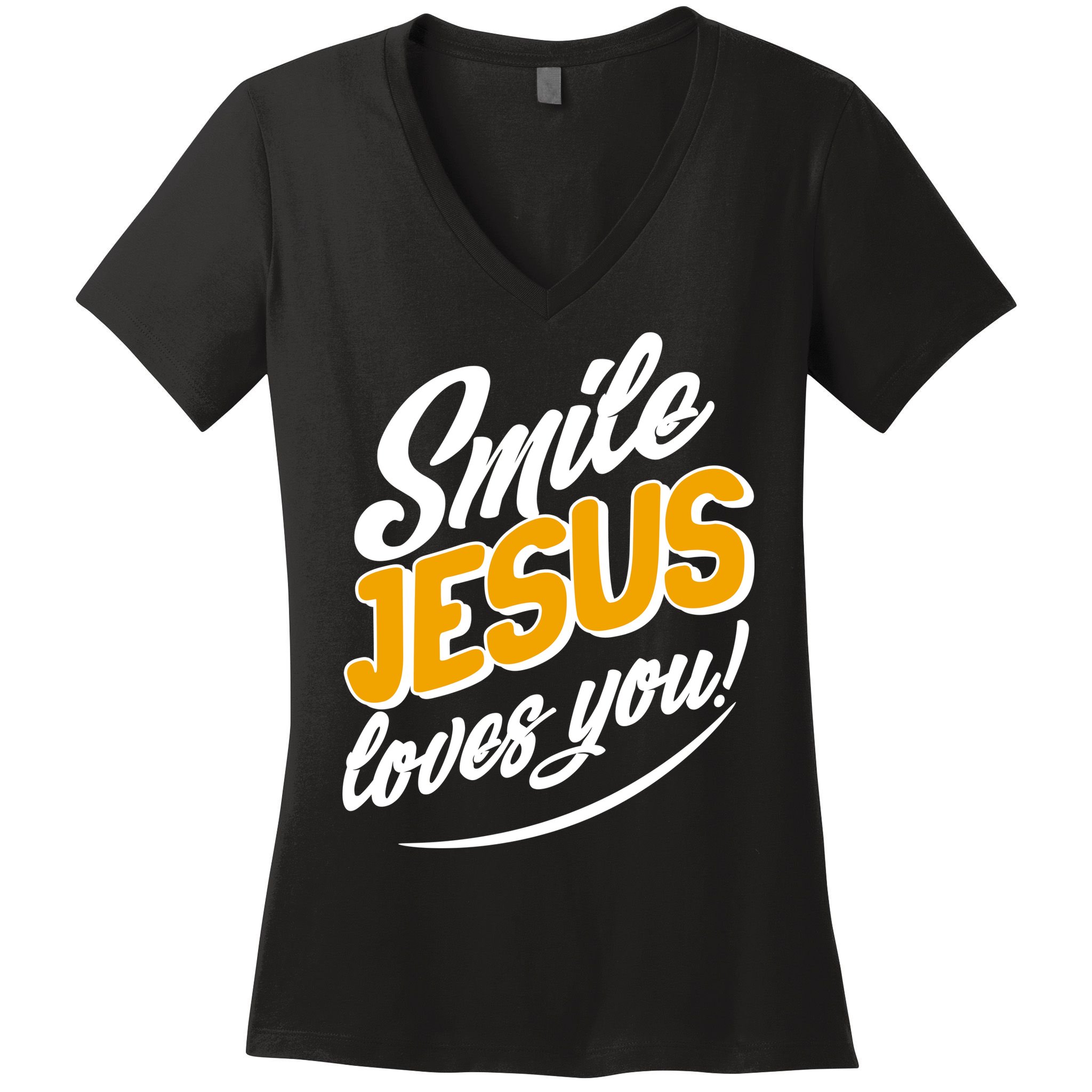 Smile Jesus Loves You!  Women's V-Neck T-Shirt