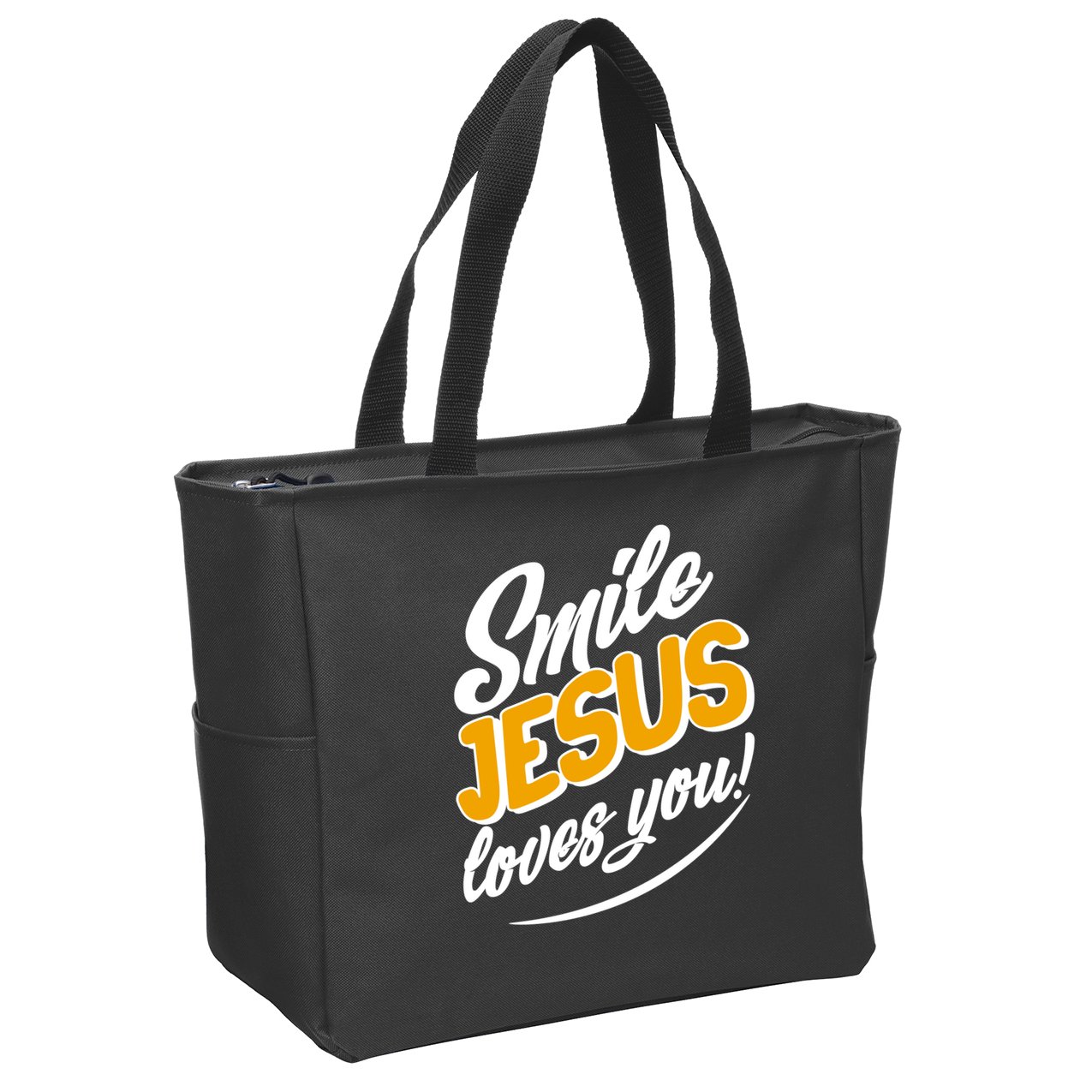 Smile Jesus Loves You!  Zip Tote Bag
