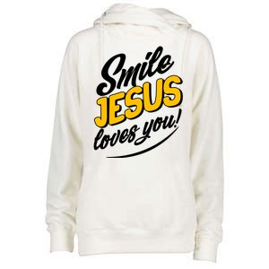 Smile Jesus Loves You!  Womens Funnel Neck Pullover Hood